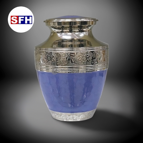 blue metal urn
